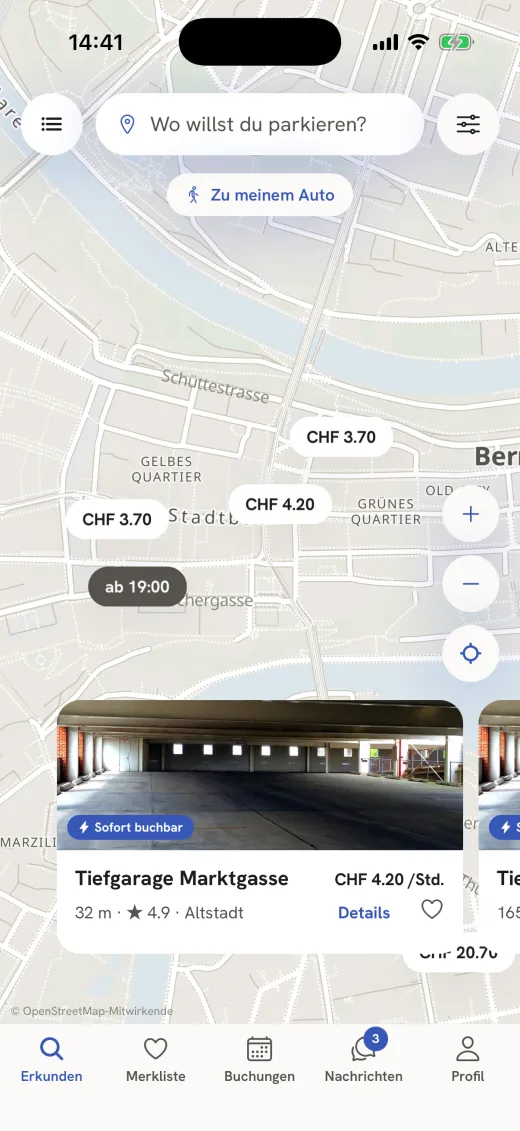 parkbro-App: 1 · Finden